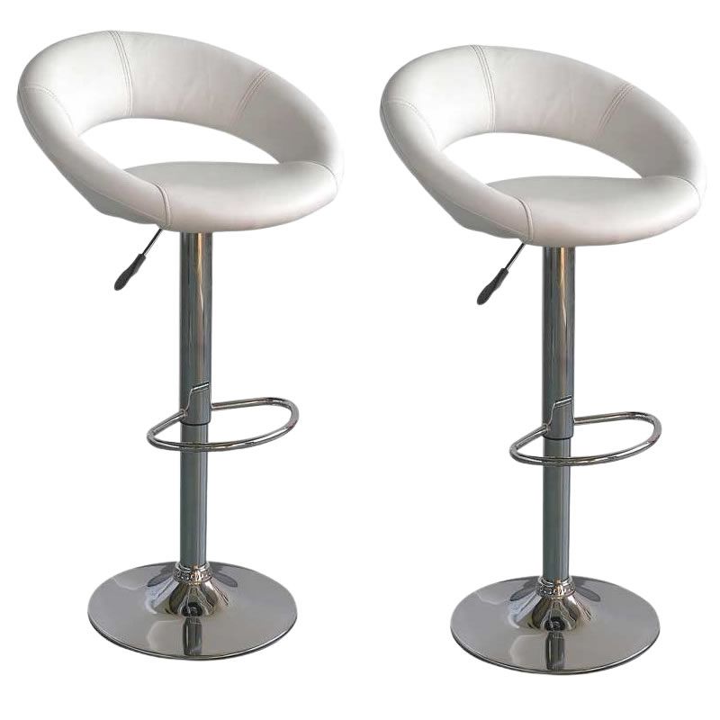 2 Piece Faux Leather Swivel Bar Stool - White