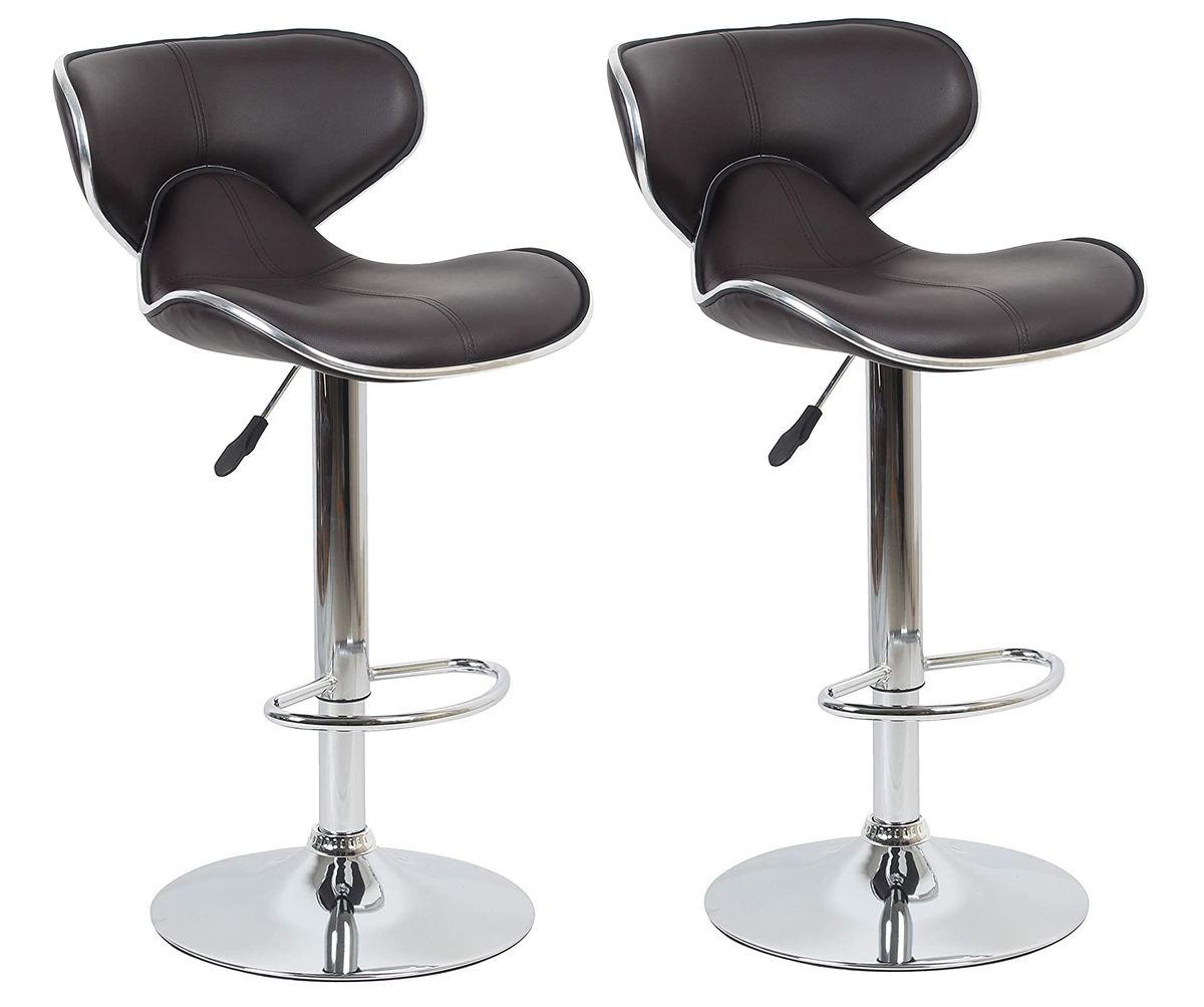 Bar Stools with Stitching Contrast - 2 Pack ��� Brown Colour