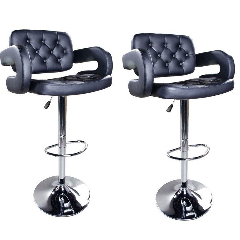 Bar Stools / Kitchen Breakfast Chairs - Set of Two - Black Colour