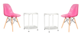 Transparent Color Dining Wooden Leg Chairs and 2 Tier Metal Table Set - Pink