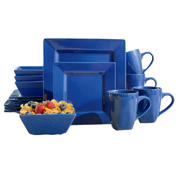 16 Piece Square Dinner Set - Blue