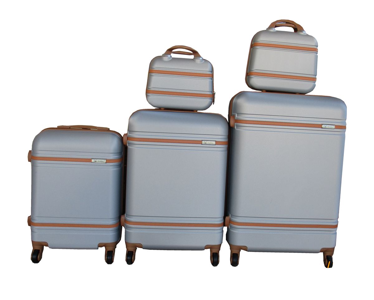 5 Suitcases Travel Trolley Luggage Set - Silver