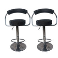 Bar Chair - Set of 2 (Black with Chrome Base)