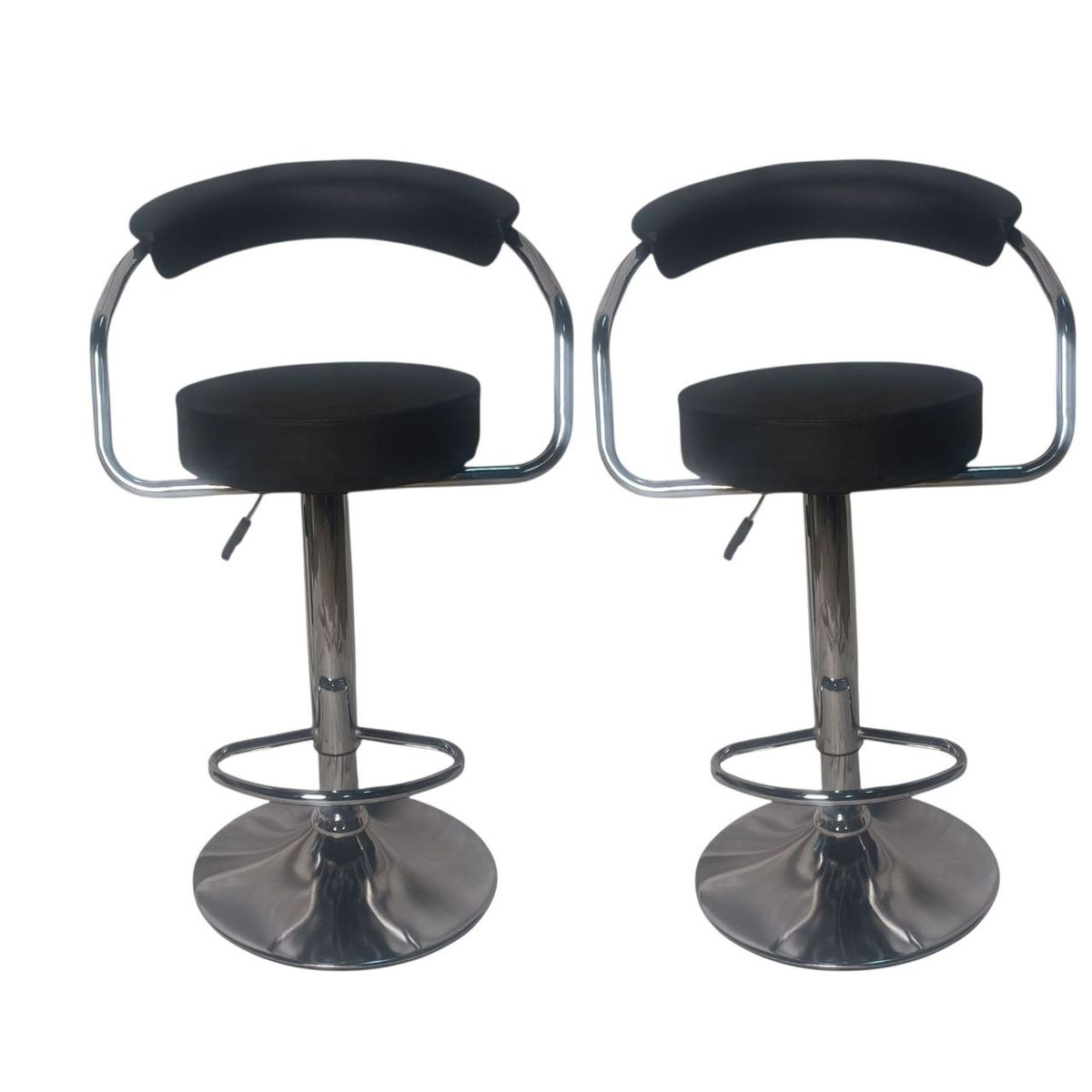 Bar Chair - Set of 2 (Black with Chrome Base)