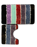 2 Piece Bathroom Mat Fluffy Red & Grey Mix