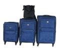 3-Piece Navy Fabric Spinner Luggage Set with Black Tote Bag