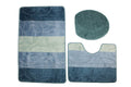 60 x 100cm 3 Piece Turkish Toilet Mat and Cover Set with Non-Slip Under - Blue