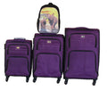 Purple 4-Piece Spinner Luggage Set with Rhino Backpack - Lightweight