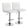 Set of 2 Black PU Leather Hydraulic Lift Counter Bar Stool Dining Chair - White