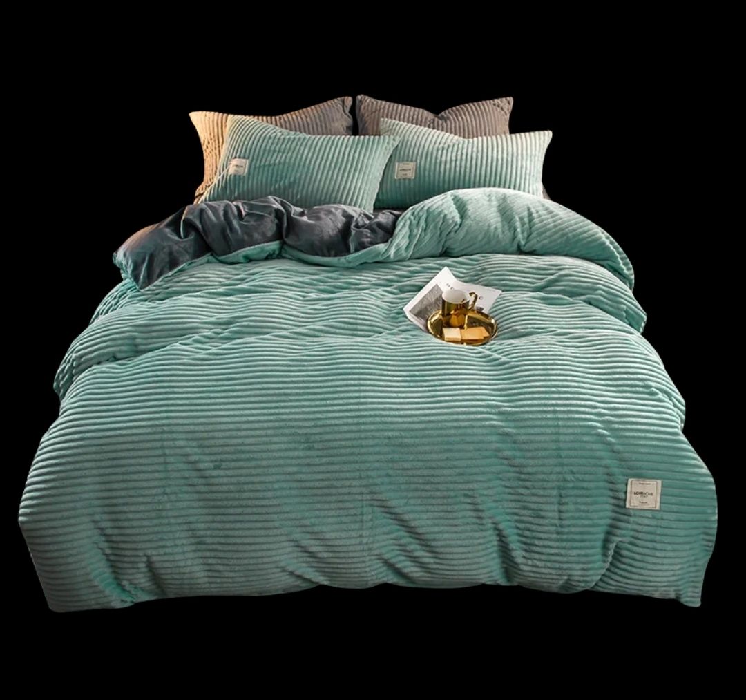 Striped Duvet Cover Set - Green
