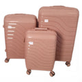 SMTE 3 Piece Premium PP Hardshell Luggage Set - Elegant Pink Wave Series