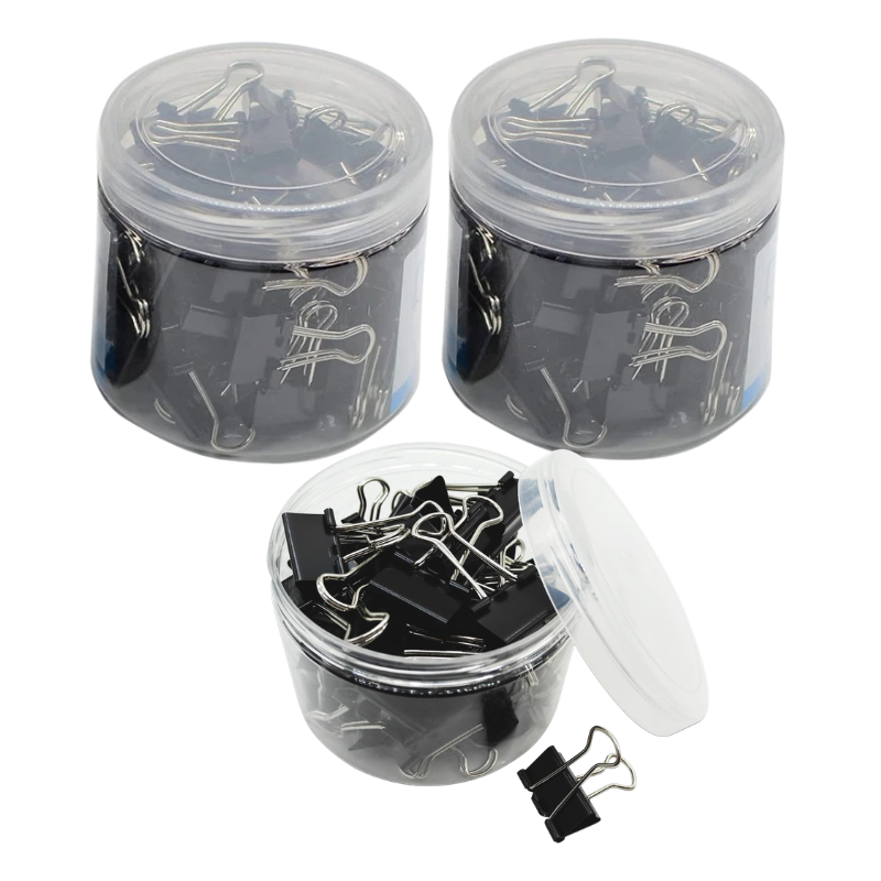 SMTE 24-Piece 41mm Heavy Duty Metal Binder Clips - 3 Pack