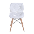 Pre-assembled Padded Dinging Chair With Solid Wooden Legs - PU Leather - White