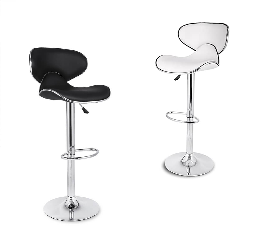 Stylish Chrome Base Butterfly Style Bar Stools - Set of 2