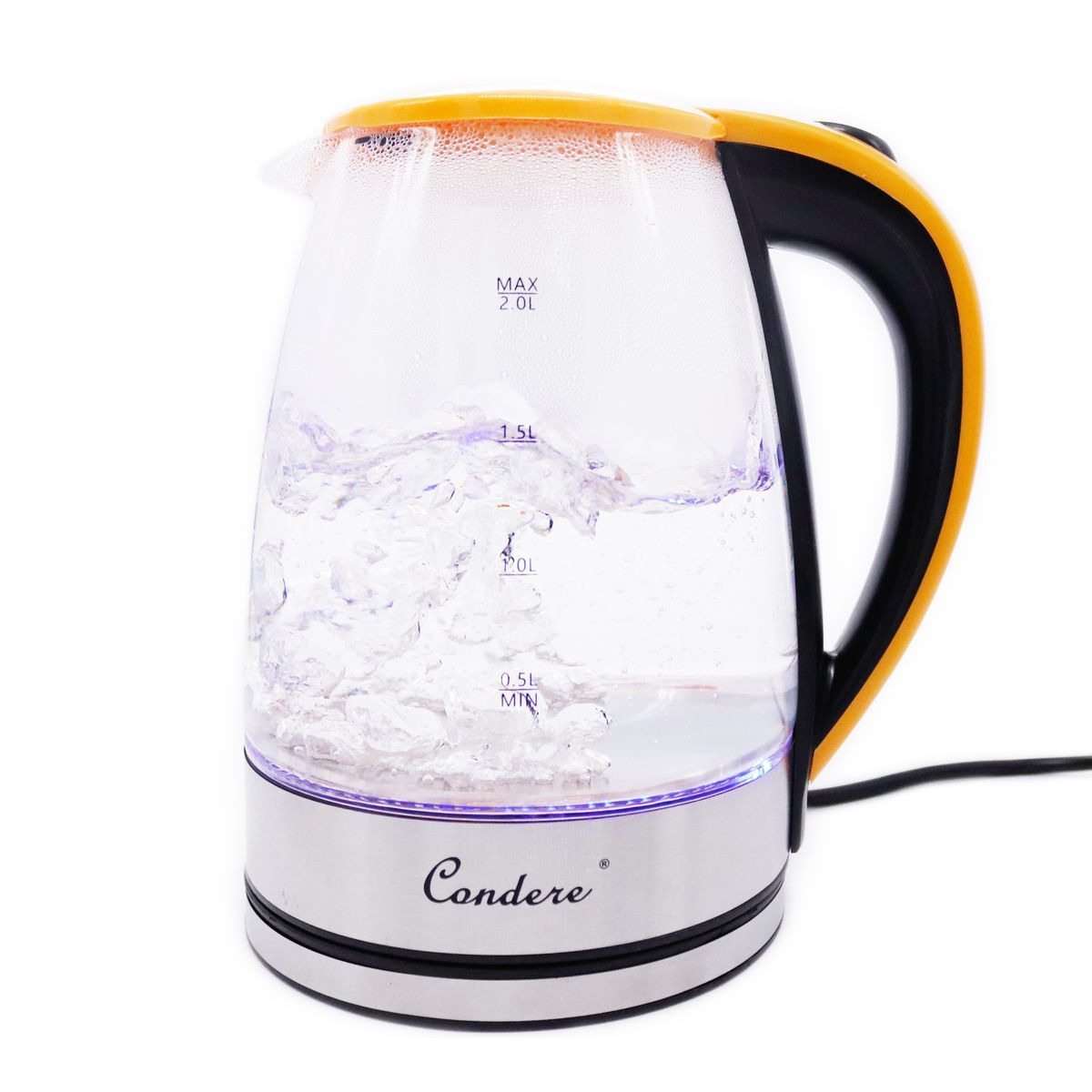 Cordless Electric Glass Kettle 2 Litre - Yellow