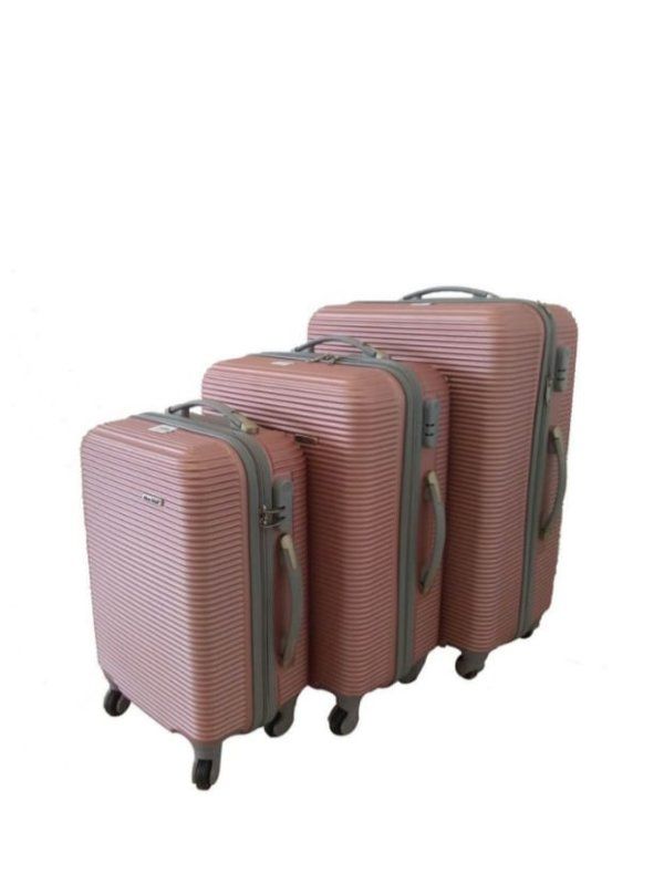 3 Piece Hard Outer Shell Luggage Set - Pink
