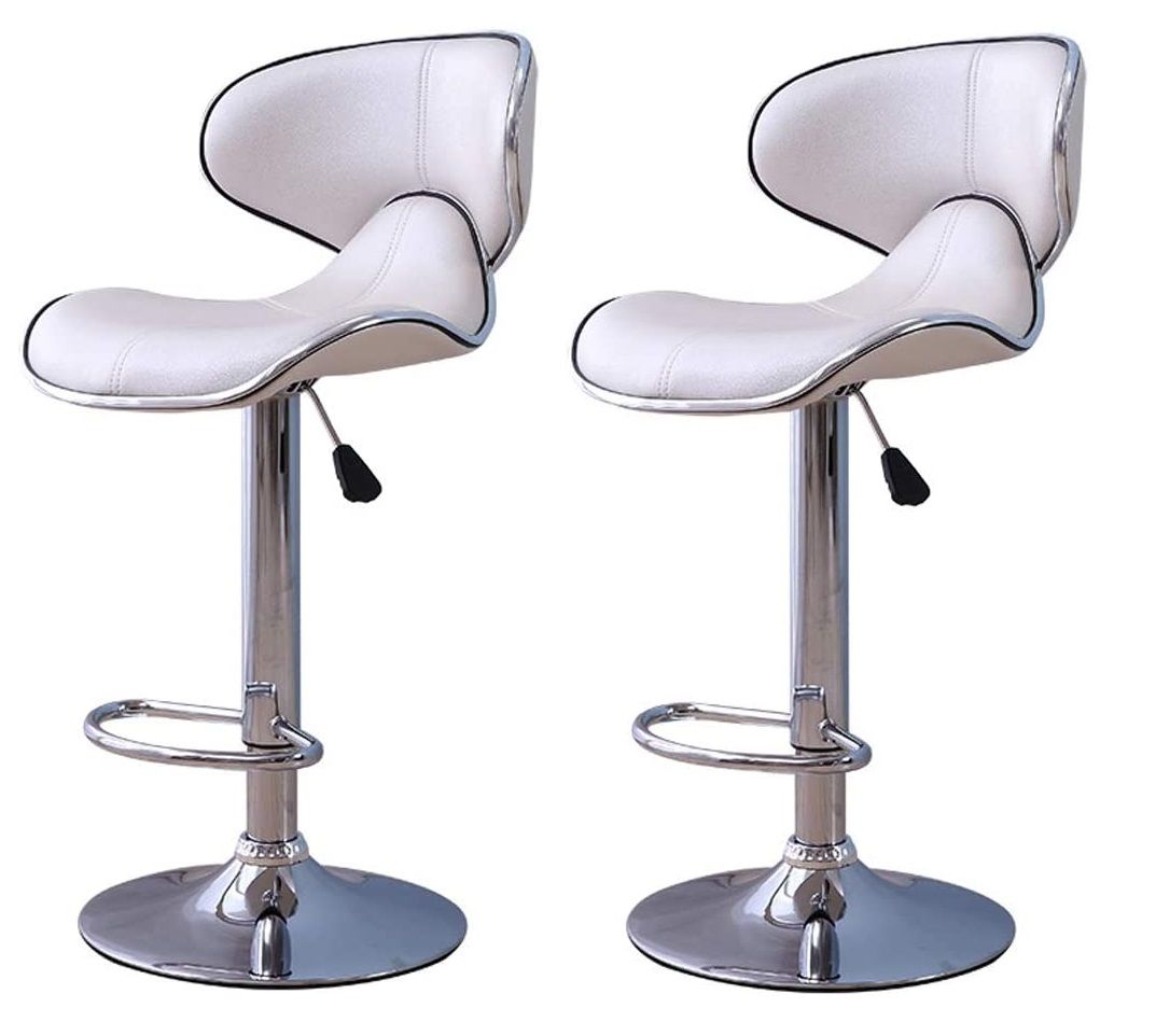 Bar Stools / Breakfast Kitchen Counter Chairs - 2 Pack - White