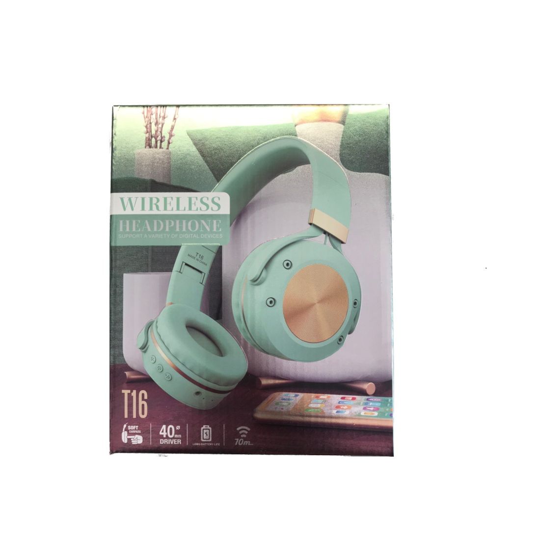 T16 Folding Wireless Headphone - Green