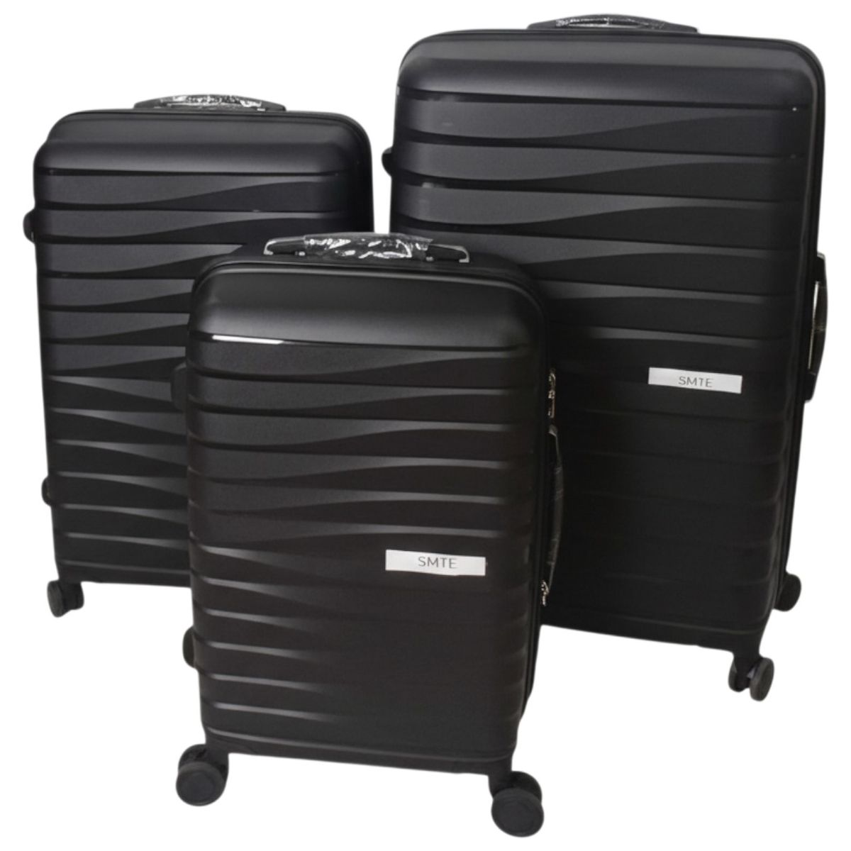 SMTE Unbreakable PP Hardshell Luggage Set - Black - 3-Piece
