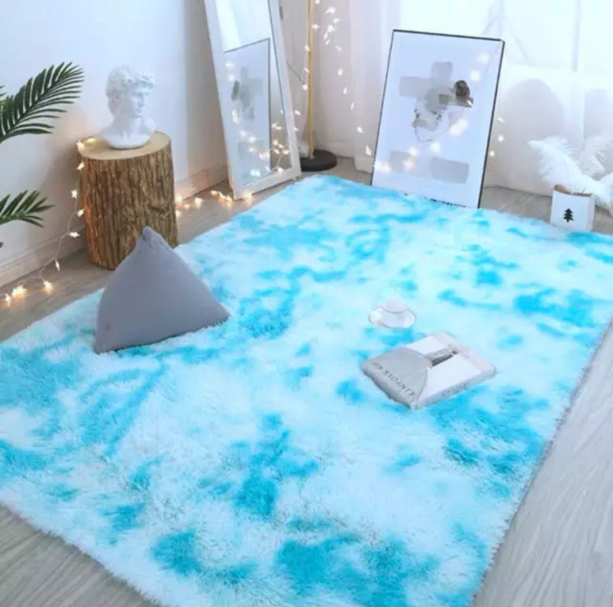 Rugs Shaggy Fluffy Carpets - Sky blue