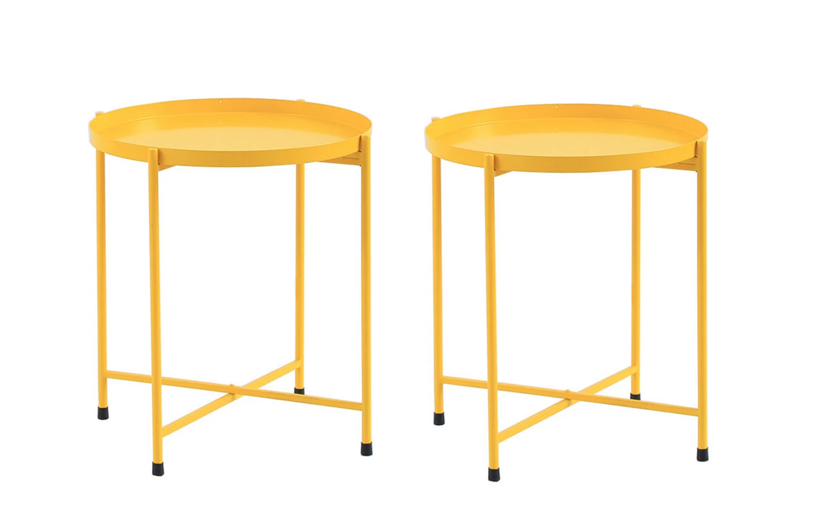2 x Metal Coffee Tables - Yellow