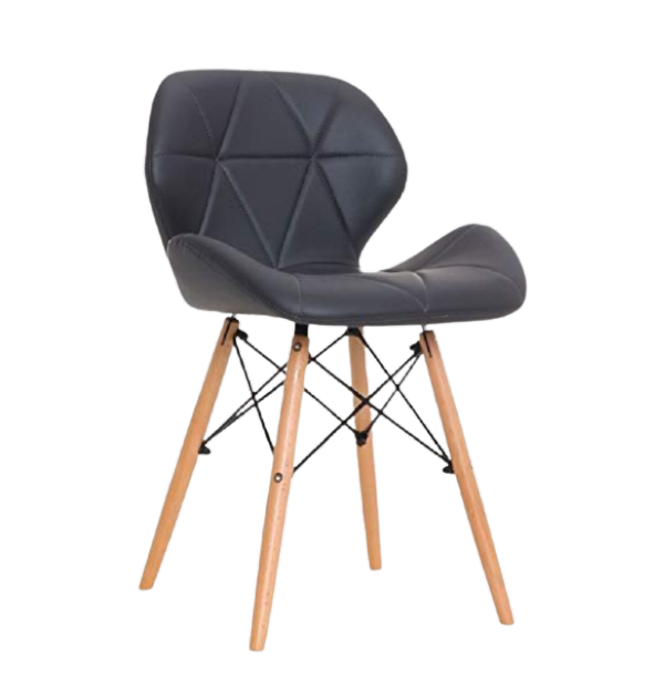 Pre-assembled Padded Dinging Chair With Solid Wooden Legs - PU Leather - Black