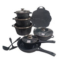 SMTE - 14 Piece Non-Stick Cookware Set with Glass Lids & Utensils