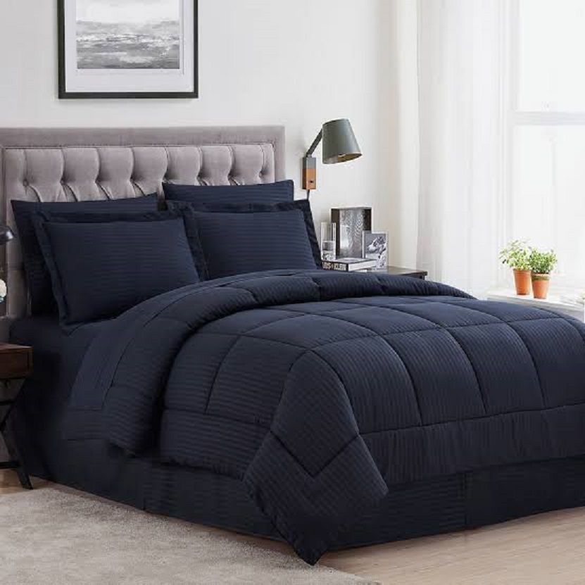 5pc Stripe Comforter Blue - Double