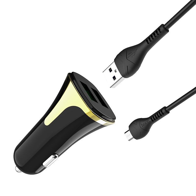 Car charger “Z31 Universe” double port QC3.0 set with cable - Black