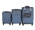 Galaxia 4-Piece Grey Fabric Luggage Set with Spinner Wheels & Monogram Bag