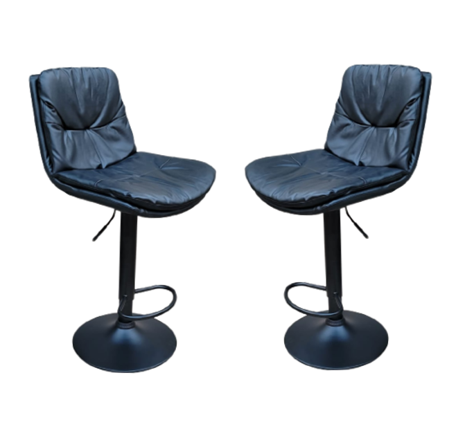 Soft Padded Perla Black Based Bar Stool - 2 Piece - Black
