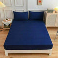 3 Piece Warm Soft Velvet Fitted Sheet King size - Navy blue