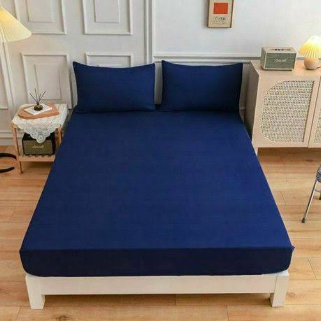 3 Piece Warm Soft Velvet Fitted Sheet King size - Navy blue
