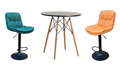 Soft Padded Perla Black Based Bar Stool and Black Wooden Leg Table Set - Green