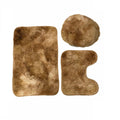 3 Piece Toilet Seat & Bathroom Mats Set - Brown