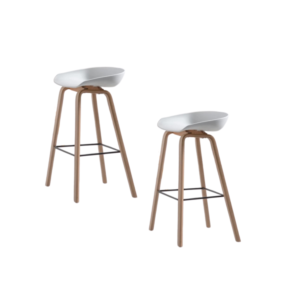 White Kitchen Bar Stool - Set of 2 Chairs