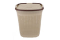 Two Tone PVC Mesh Weave Laundry Basket with Push-2-Lock Lid - Cream
