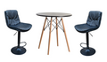 Soft Padded Perla Black Based Bar Stool and Table Set - Black