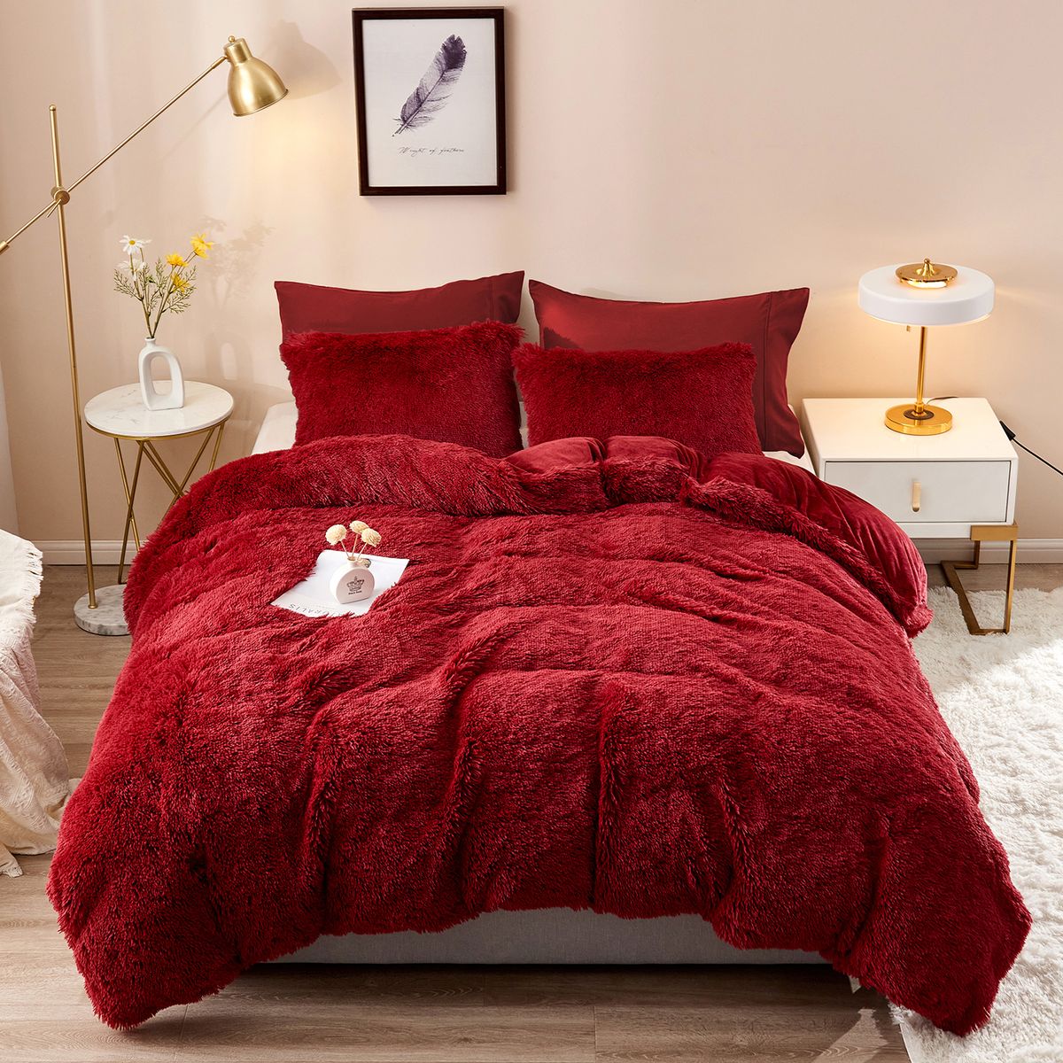 Fluffy Comforter Maroon 5 Piece set 152 cm x 204 cm