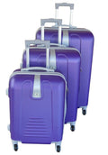 3 Piece Hard Outer Shell Protected Lightweight Sleek Luggage Bag Set - Purple