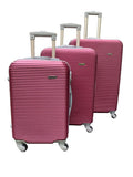3 Piece Hard Outer Shell Protected Lightweight Luggage Bag Set - Plum