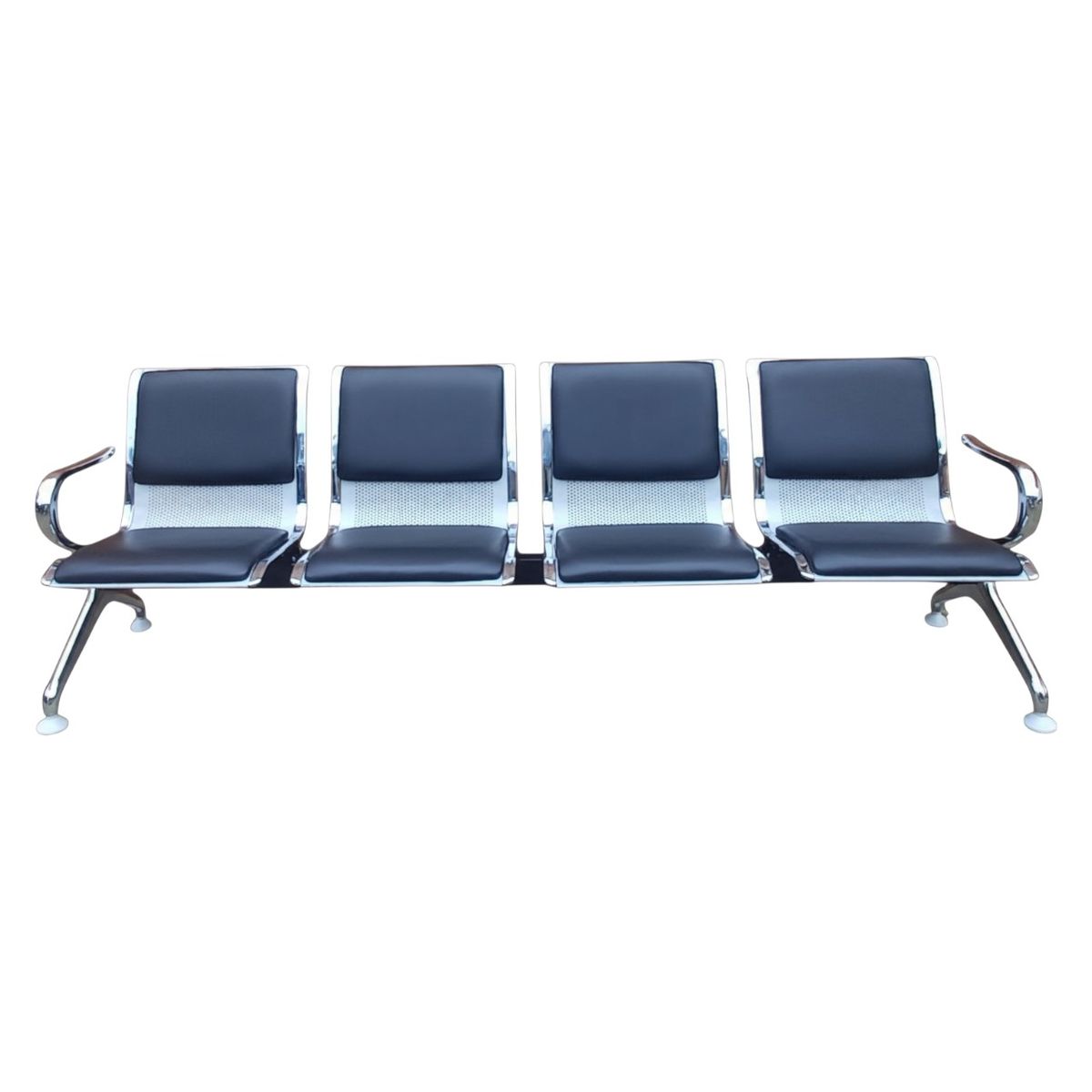 SMTE Heavy-Duty 4 Seater Metal Waiting Room Bench with Padded Seats S-BL-04