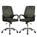 SMTE - S-253 Mesh Office Chair Black Ergonomic Swivel Desk Chair - Set Of 2