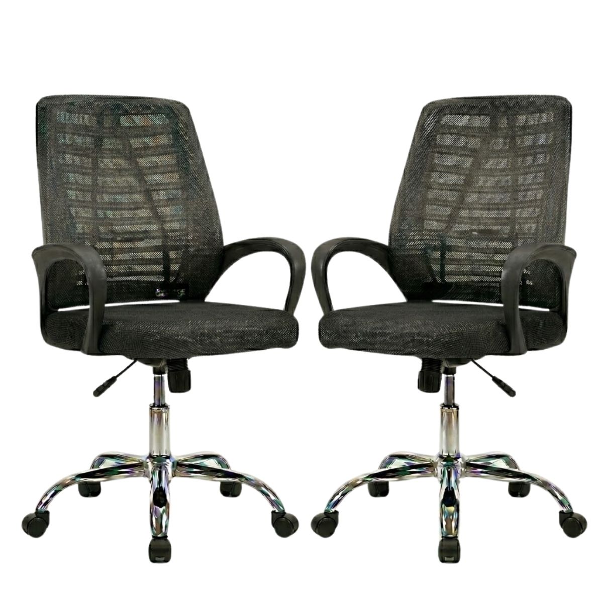 SMTE - S-253 Mesh Office Chair Black Ergonomic Swivel Desk Chair - Set Of 2