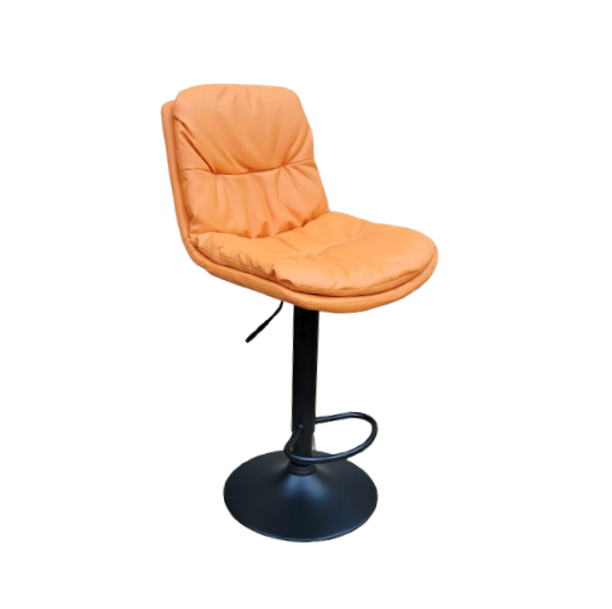 Soft Padded Perla Black Based Bar Stool - Orange