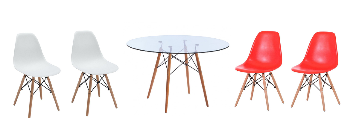 5 Piece Glass Table and Black Wooden Leg Chairs