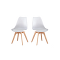 Wooden Leg White Dining Chair- Set of 2