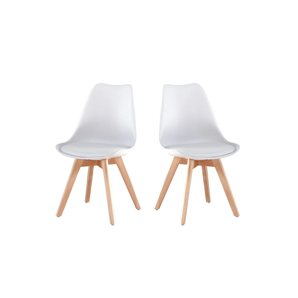 Wooden Leg White Dining Chair- Set of 2