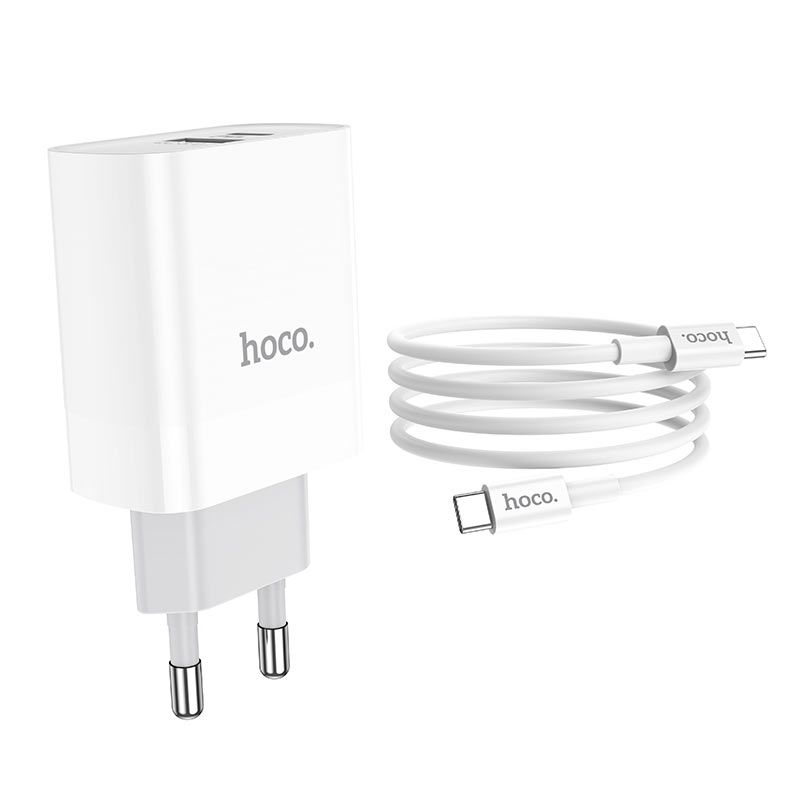 Hoco C80A Rapido 18W Plug set C-Type-C-Type - White