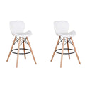 2 Pieces Of Multifunctional Butterfly Chair Eames Style Bar Stool Set - White